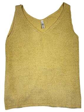 Daisies Yellow Knit V-Neck Sleeveless Sweater Tank Top